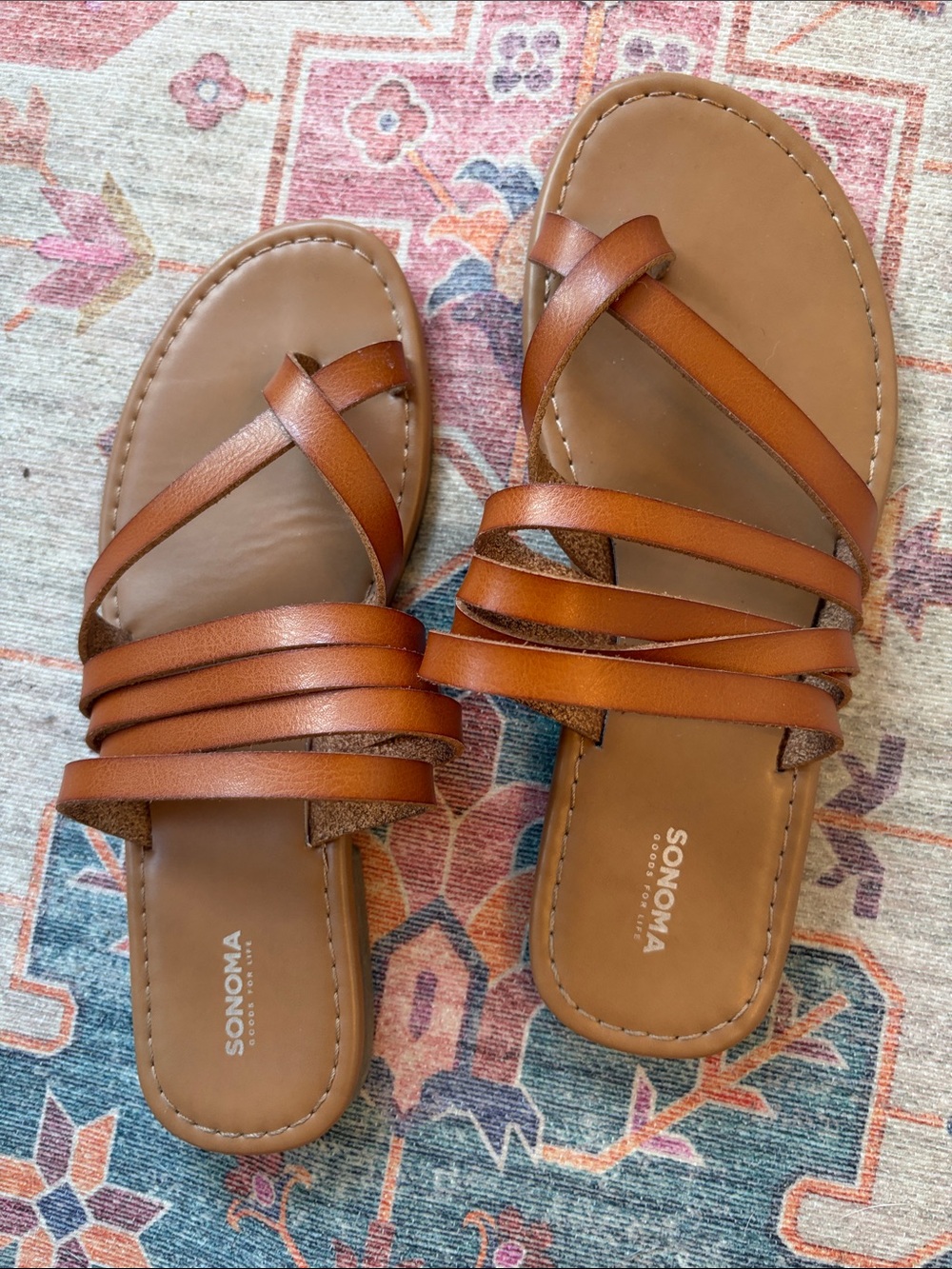 Sonoma Tan Strappy Slide Sandals